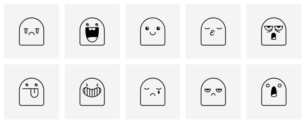 Examples of Various Flat Icons Showing Emotions from Noun Project Website